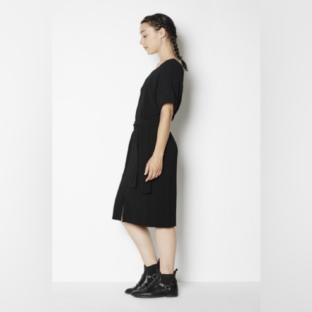 Achro Black Belted Front Slip Dress - Size Medium